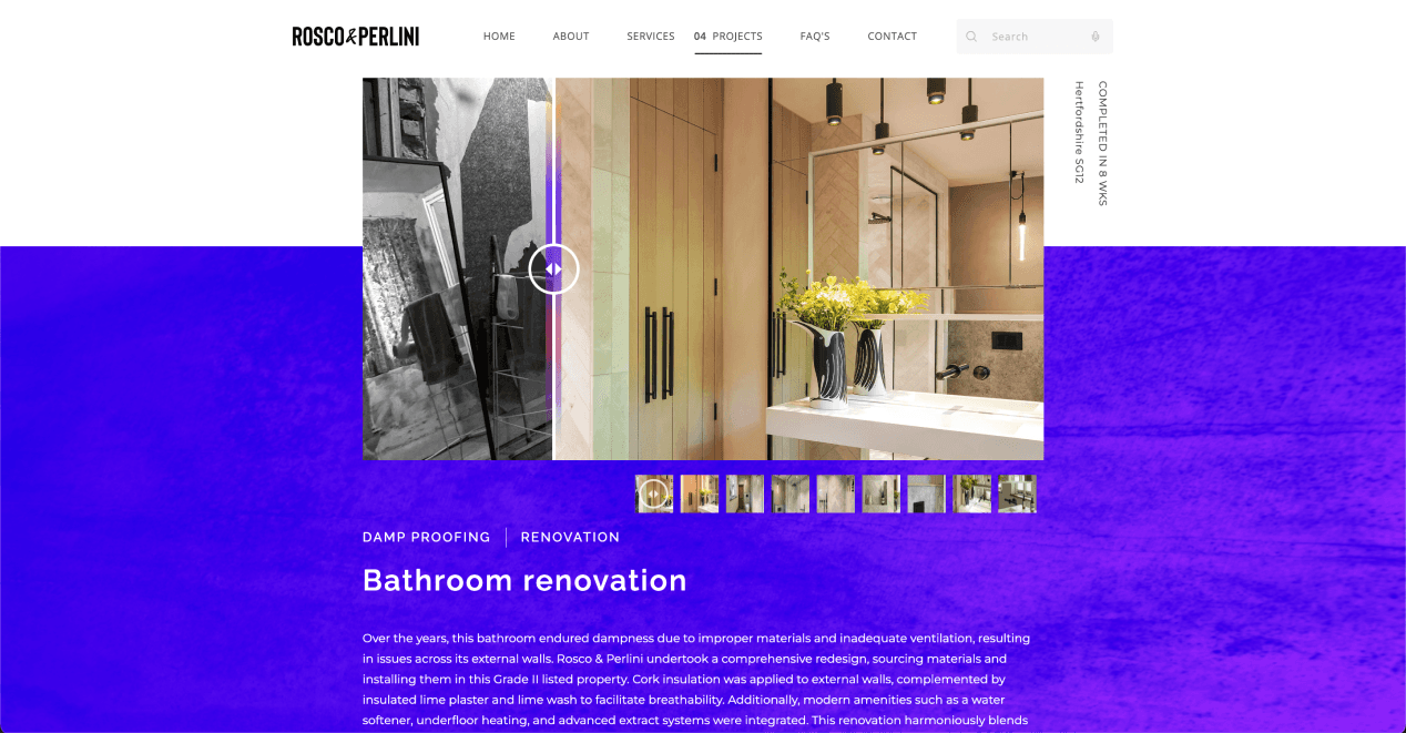 Screenshot of before/after image slider
